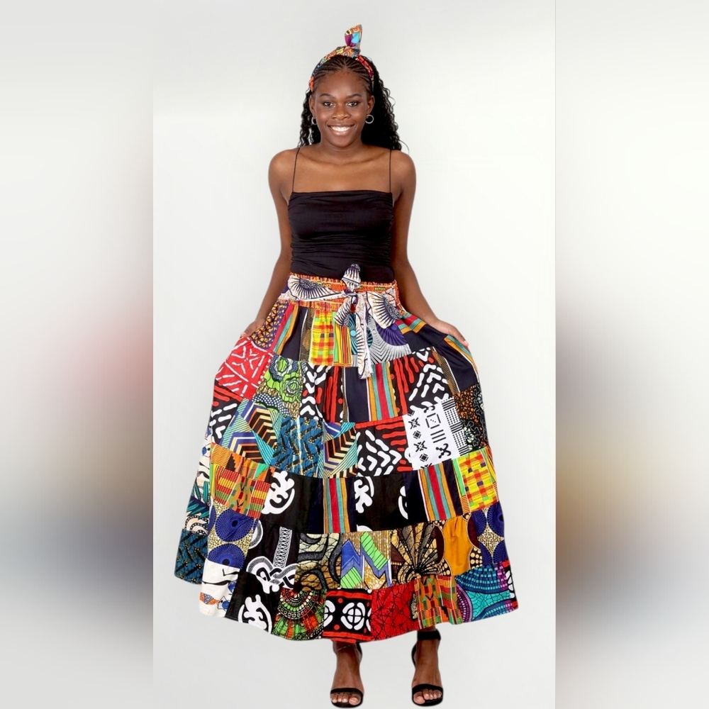 Colorful Patchwork Maxi Skirt